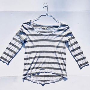 Hollister Striped 3/4 Sleeve Tee, XS